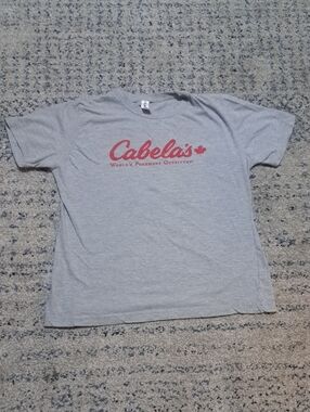 Cabela's Light Gray Tee with Red Logo